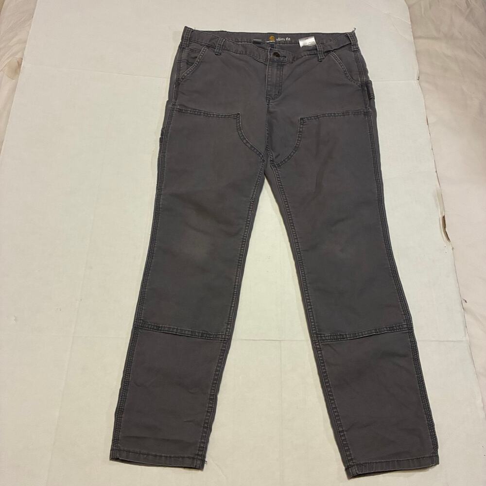 Carhartt Slim Fit Carpenter Pants Women’s 12R Gray Workwear Doubleknee